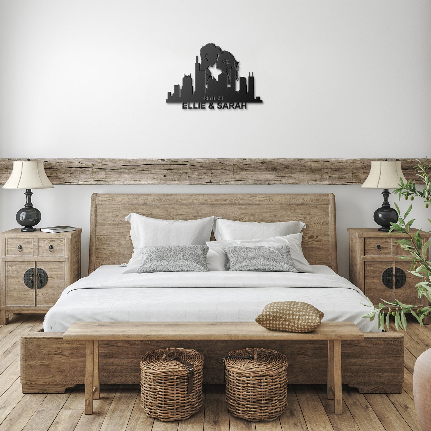 Personalized Chicago Lesbian Couple Anniversary Metal Wall Art