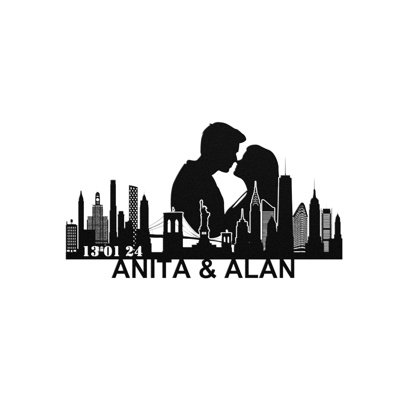 Personalized New York City Boyfriend Anniversary Metal Wall Art