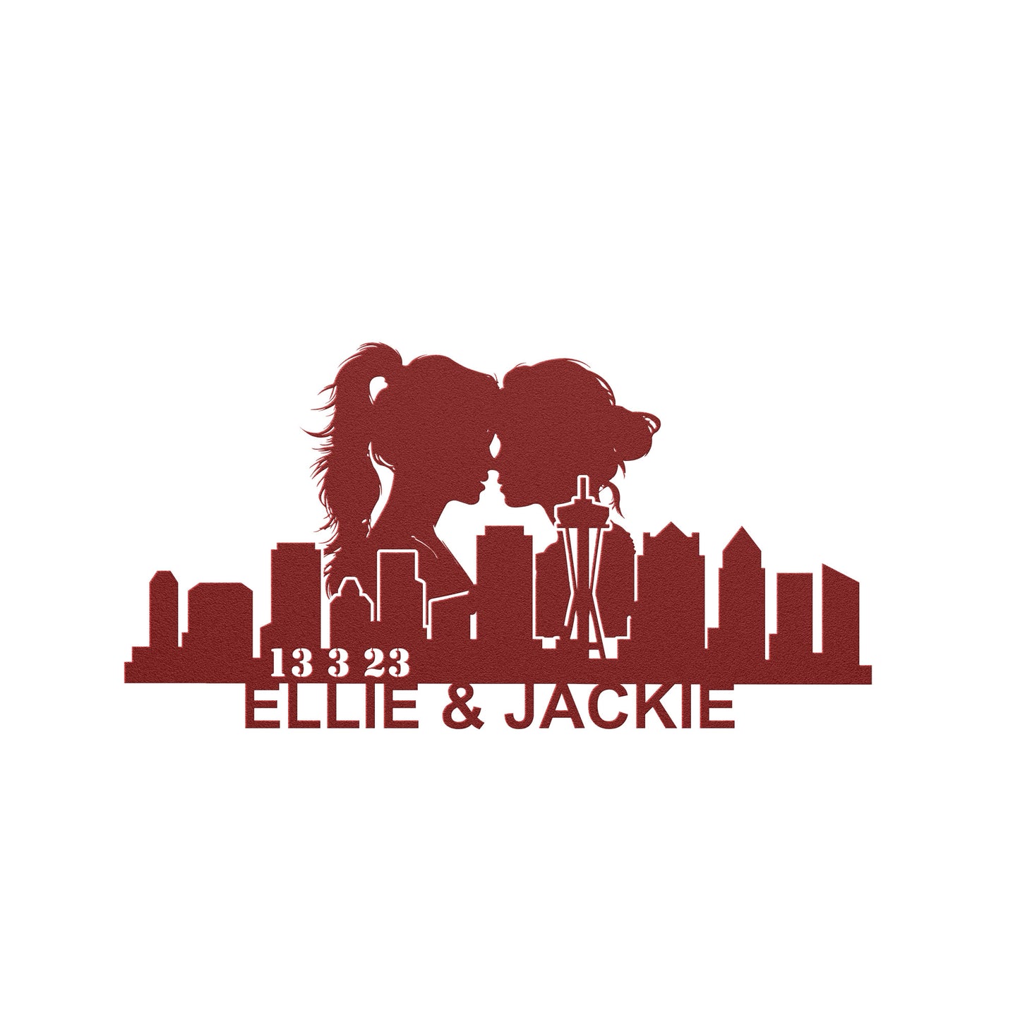 Personalized Seattle Lesbian Couple Anniversary Metal Wall Art