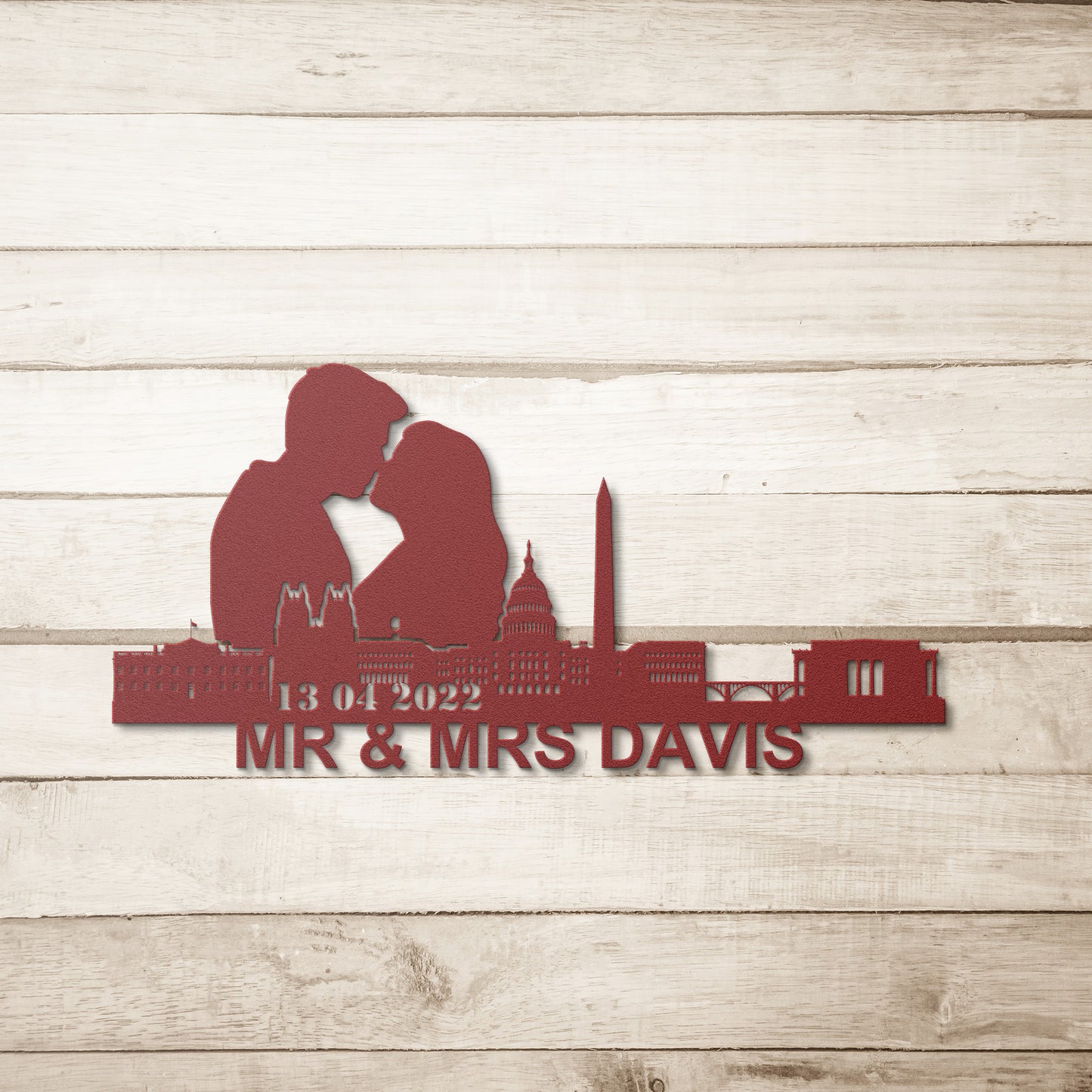 Personalized Washington DC Couple Anniversary Metal Wall Art