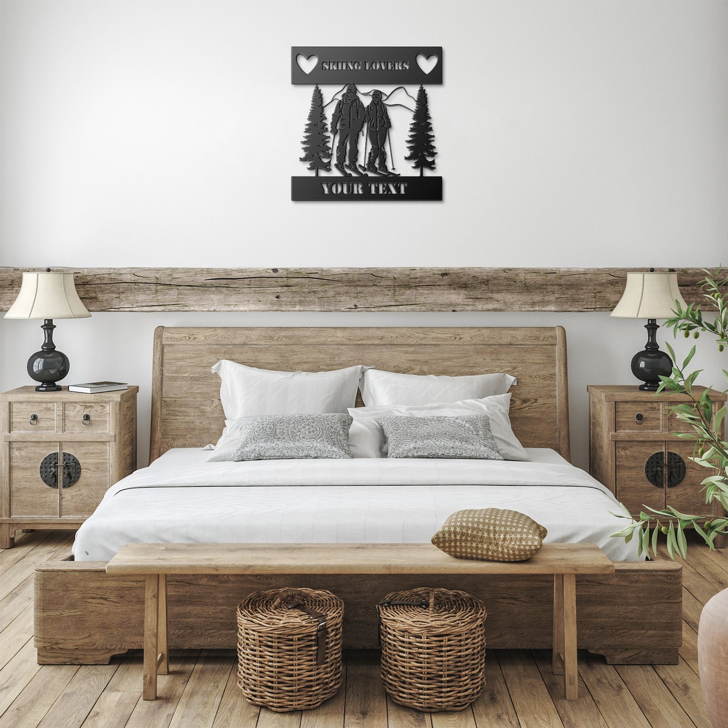 Skiing Couple Metal Wall Art