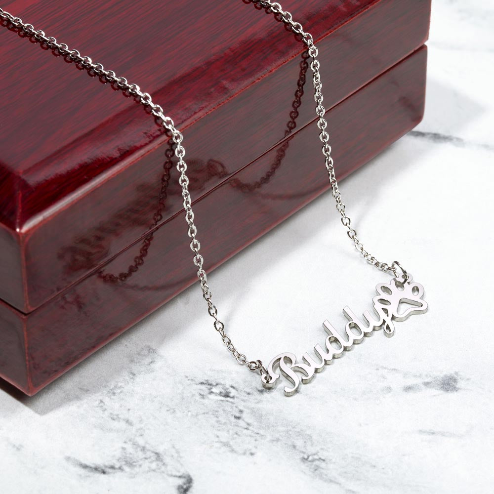 Personalized Paw Print Name Necklace For Doberman Dog Mom - Customized Jewelry Gift for Women Doberman Dog Lover