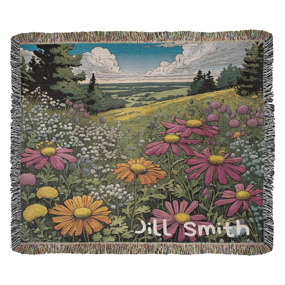 Personalized Wild Flower Heirloom Woven Blanket
