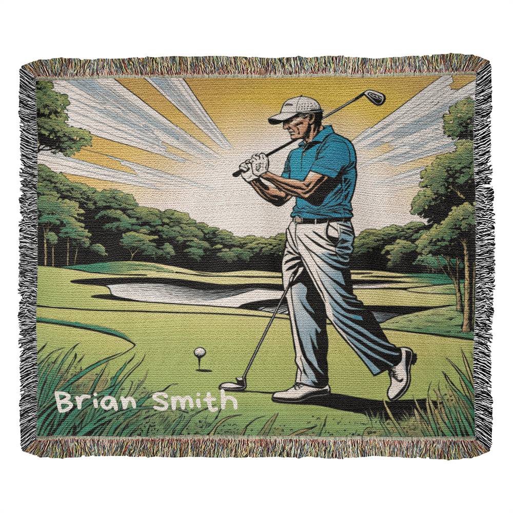 Personalized Golfer Heirloom Woven Blanket