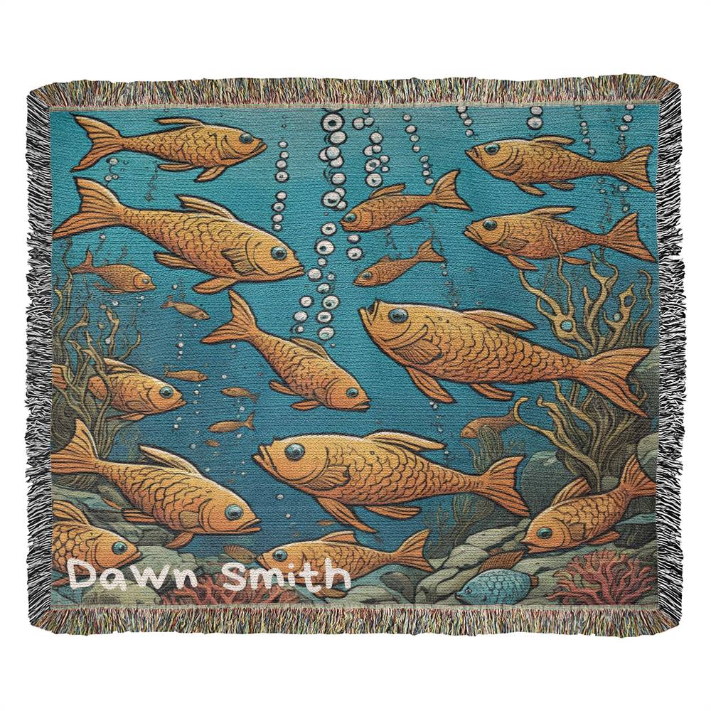 Personalized School Of Fish Heirloom Woven Blanket