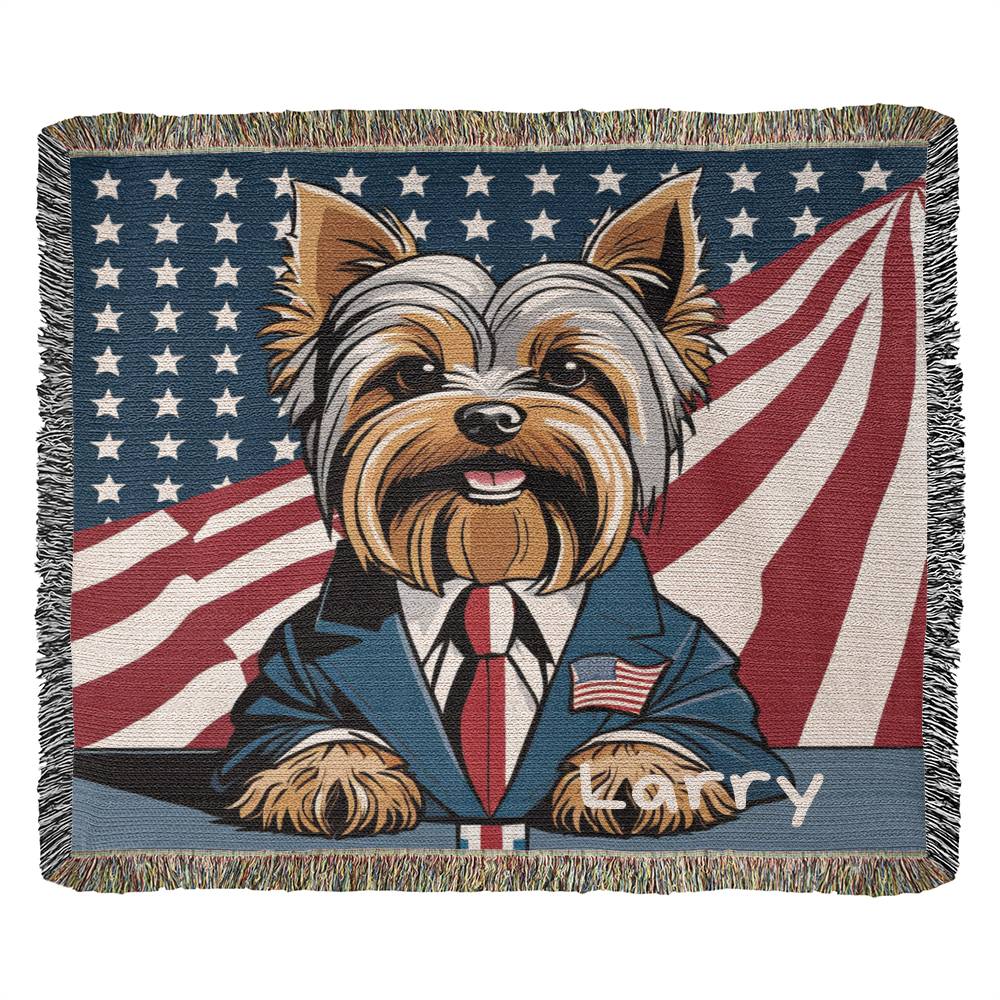 Personalized Yorkshire Terrier Heirloom Woven Blanket
