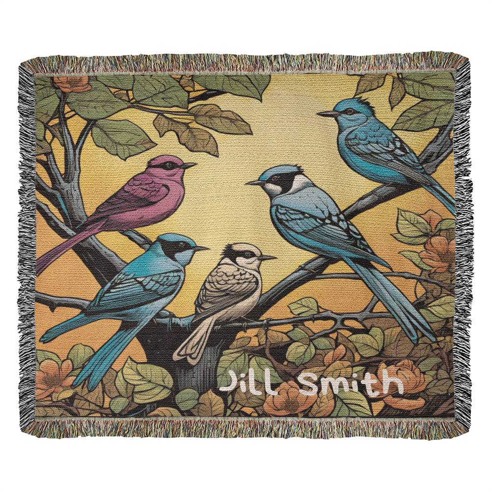 Personalized Birds and Flowers Shirt, Folk Art Blanket, Bird Gifts, Flower Gift, Gift For Her