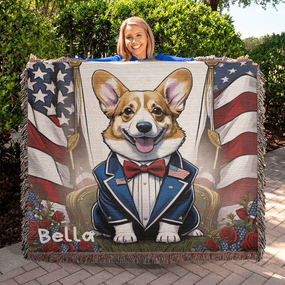 Personalized Pembroke Welsh Corgi Heirloom Woven Blanket