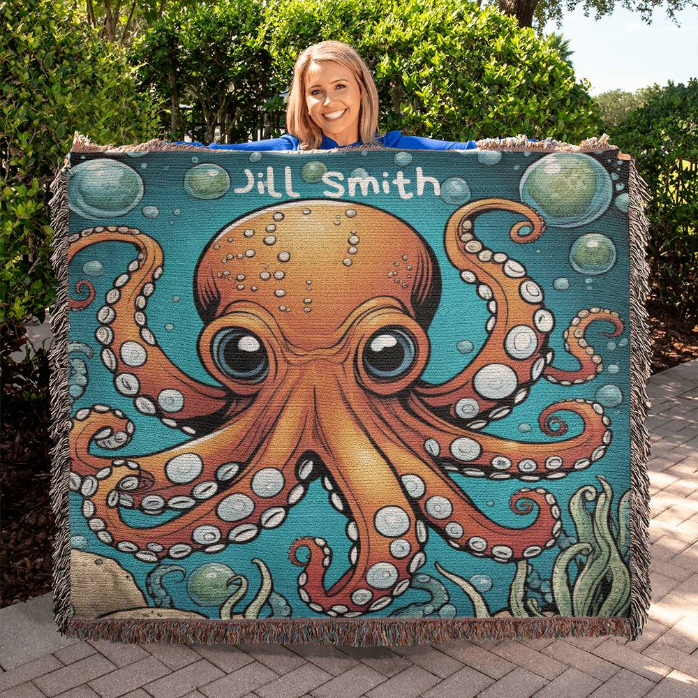 Personalized Octopus Heirloom Woven Blanket