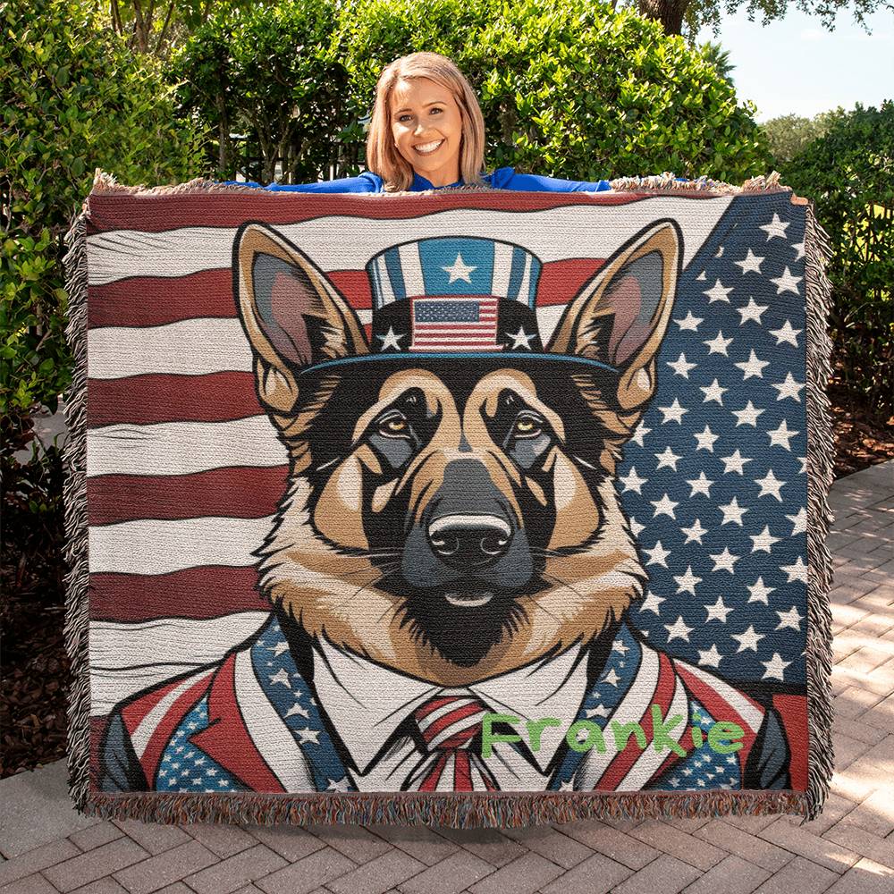 Personalized German Shepherd Heirloom Woven Blanket
