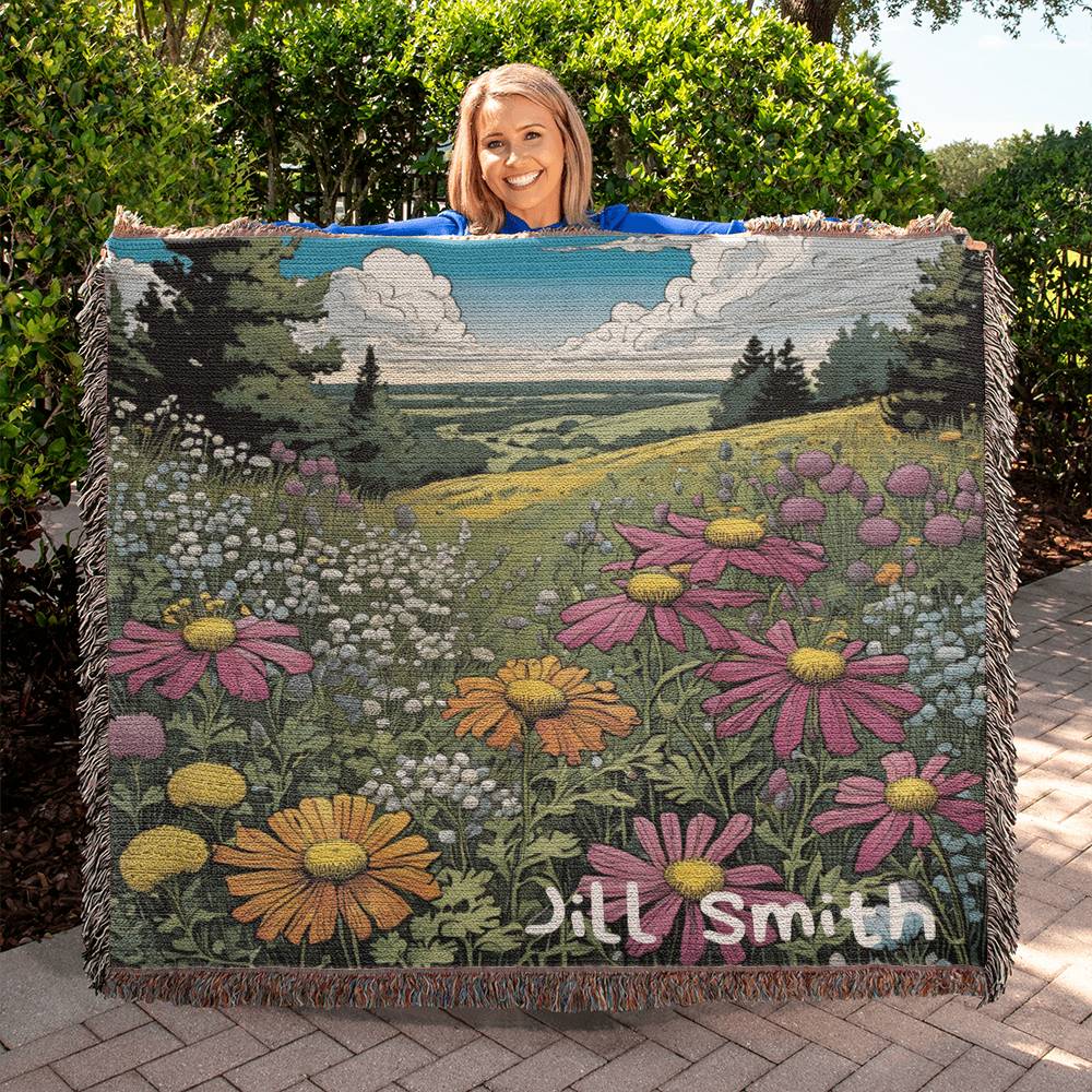 Personalized Wild Flower Heirloom Woven Blanket