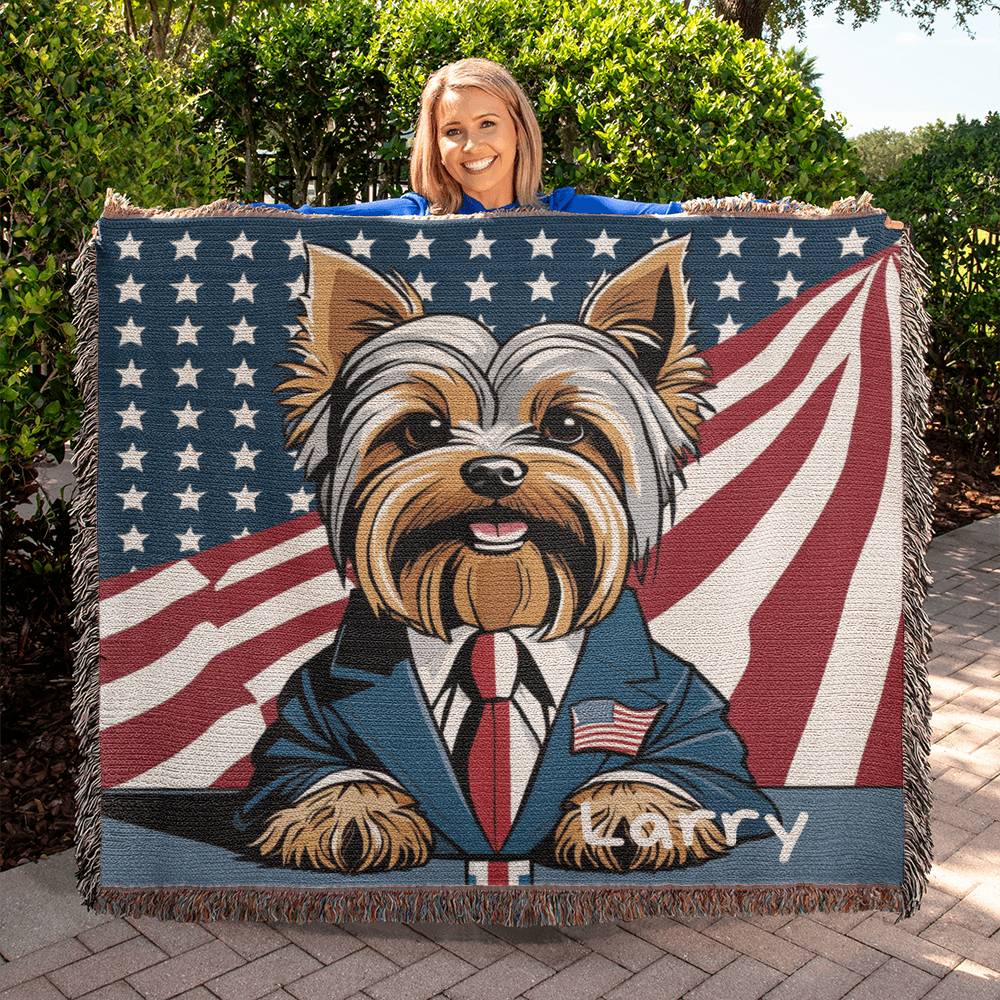 Personalized Yorkshire Terrier Heirloom Woven Blanket