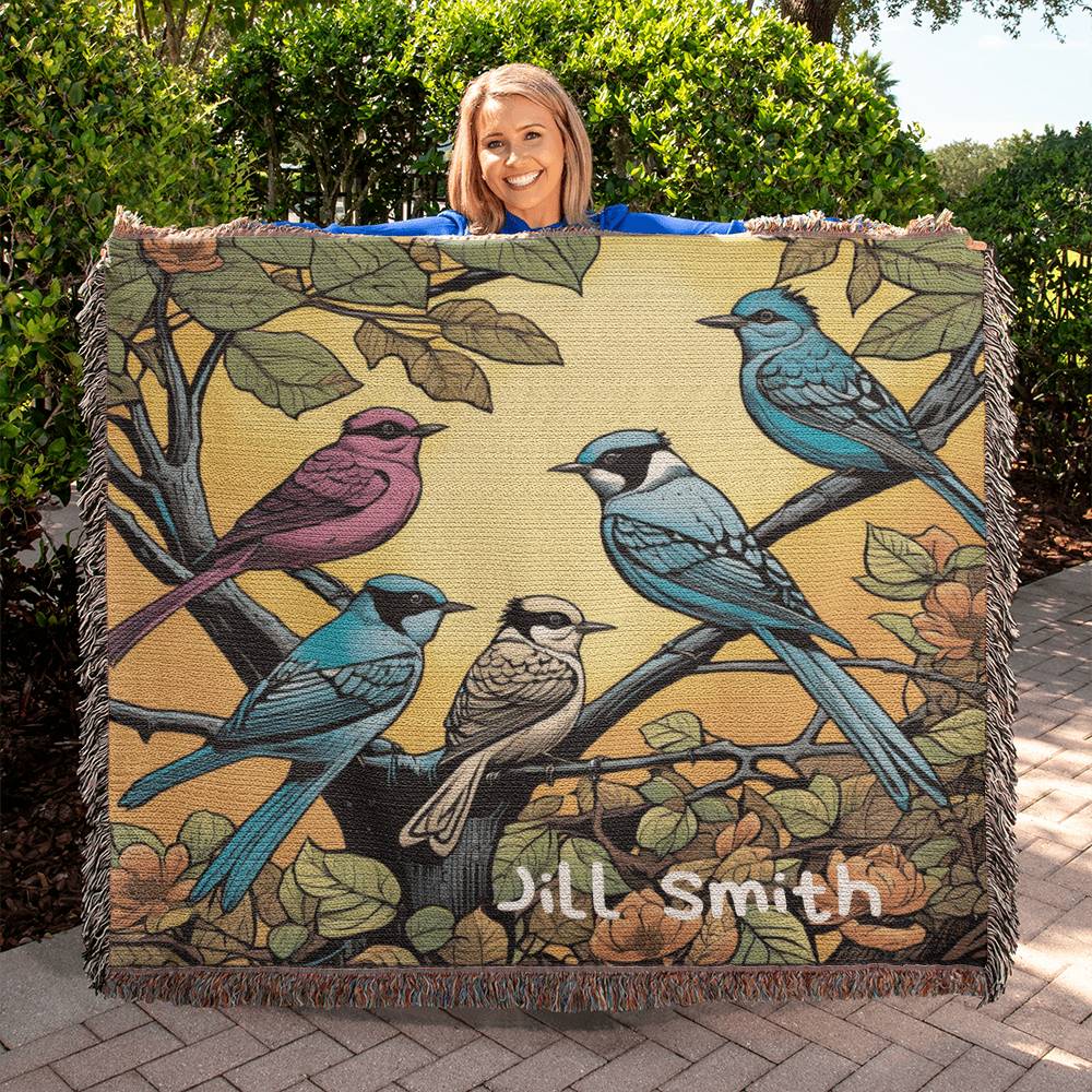 Personalized Birds and Flowers Shirt, Folk Art Blanket, Bird Gifts, Flower Gift, Gift For Her