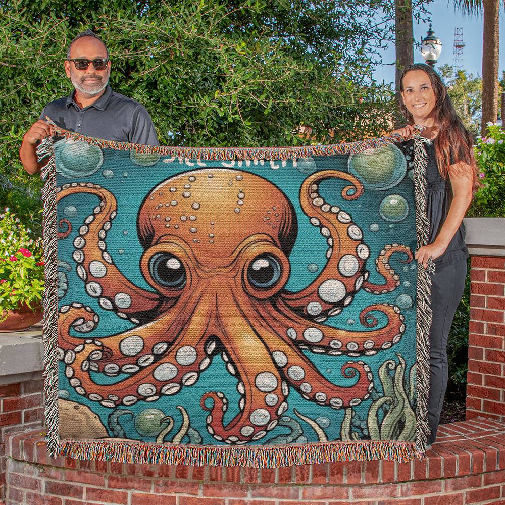 Personalized Octopus Heirloom Woven Blanket
