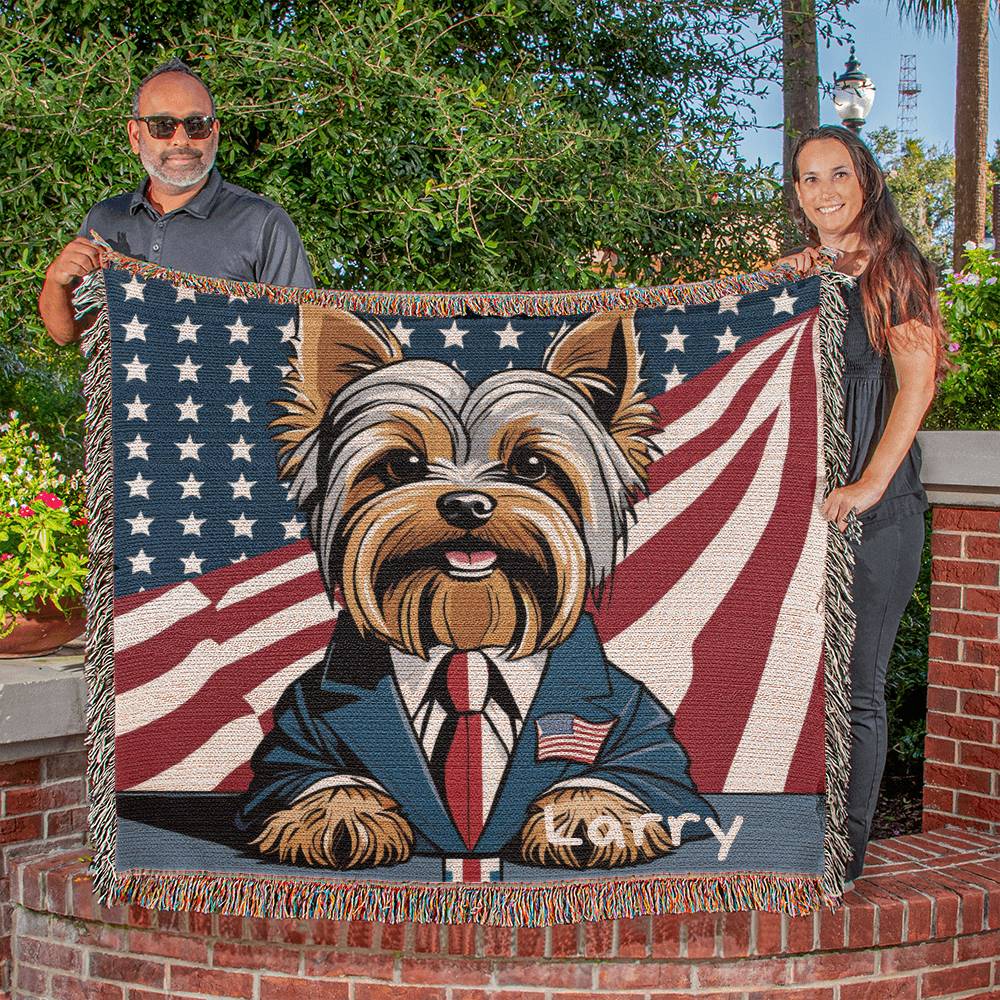 Personalized Yorkshire Terrier Heirloom Woven Blanket