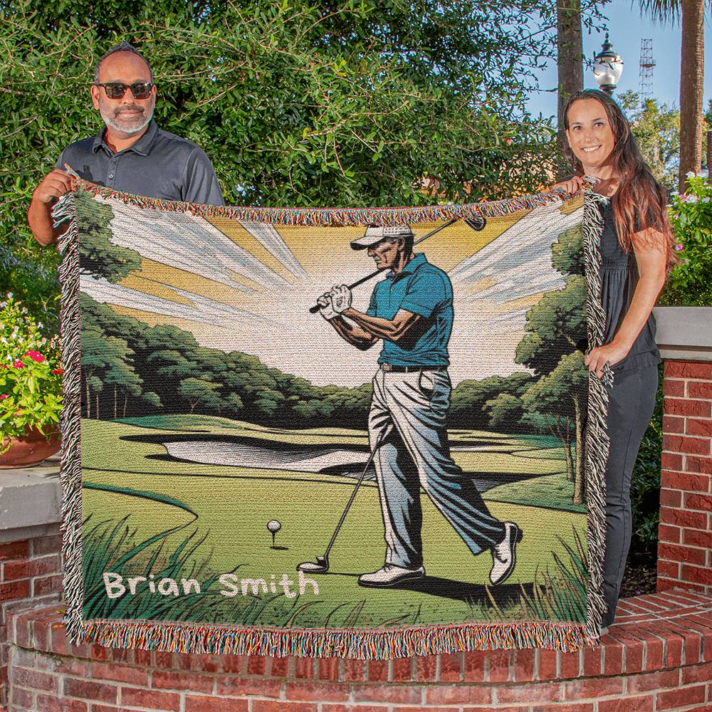 Personalized Golfer Heirloom Woven Blanket