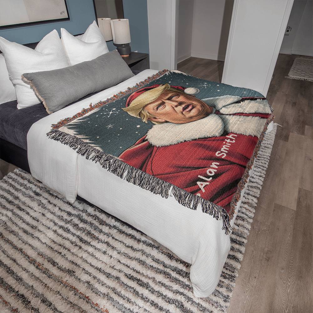 Personalized Trump Santa Heirloom Woven Blanket