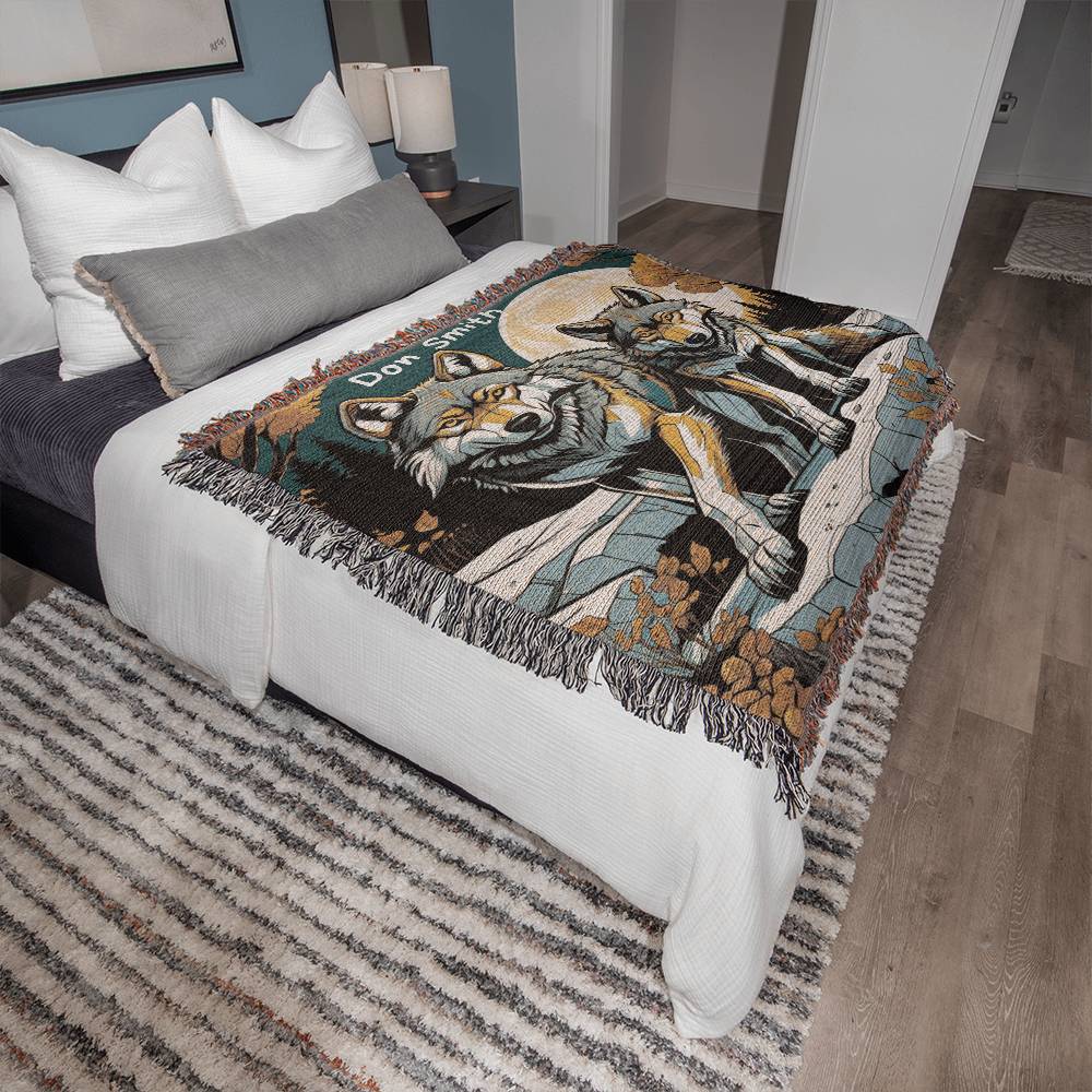 Personalzed Wolves Heirloom Woven Blanket