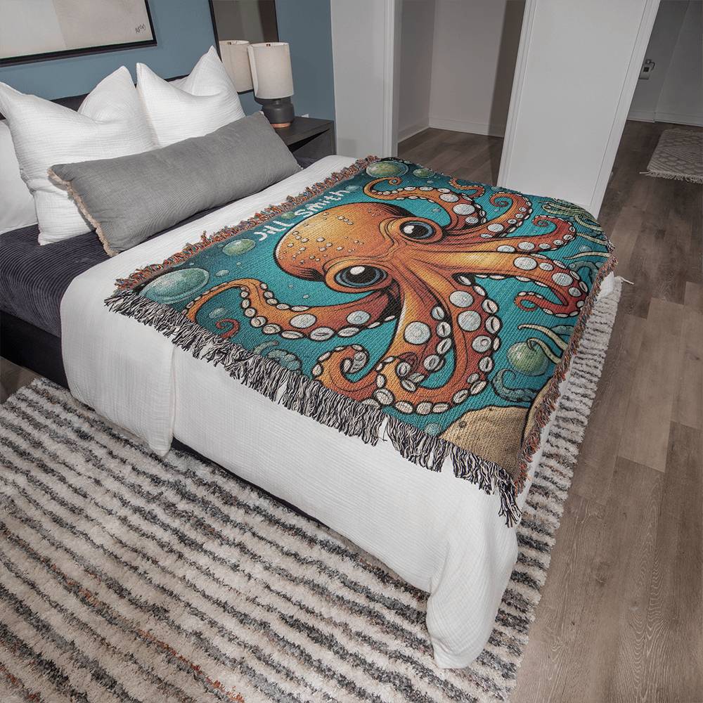 Personalized Octopus Heirloom Woven Blanket