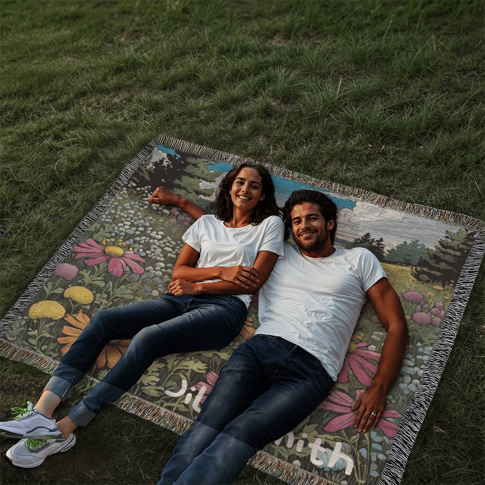 Personalized Wild Flower Heirloom Woven Blanket