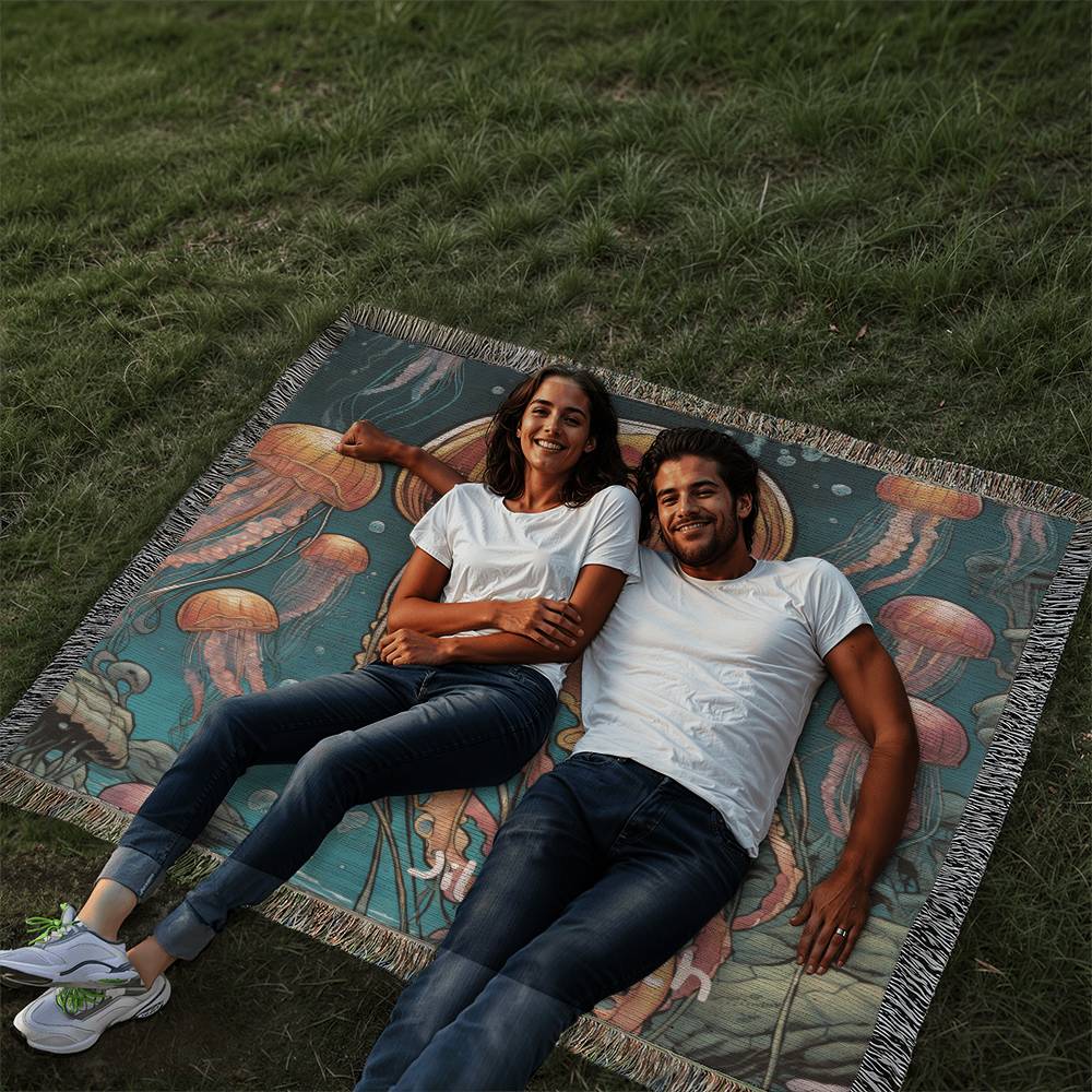 Personalized Jellyfish Heirloom Woven Blanket