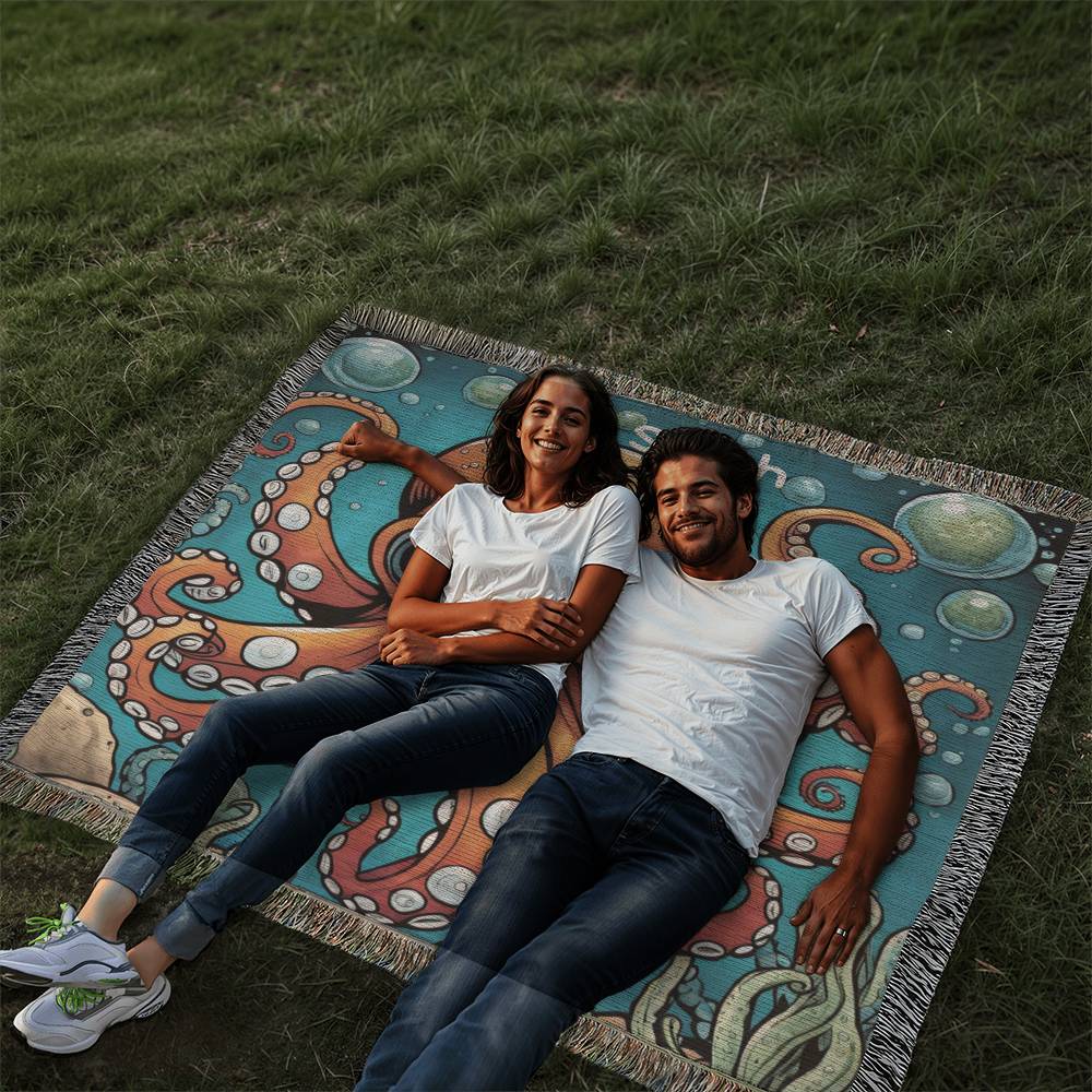 Personalized Octopus Heirloom Woven Blanket