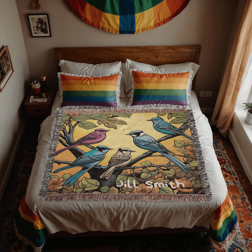 Personalized Birds and Flowers Shirt, Folk Art Blanket, Bird Gifts, Flower Gift, Gift For Her