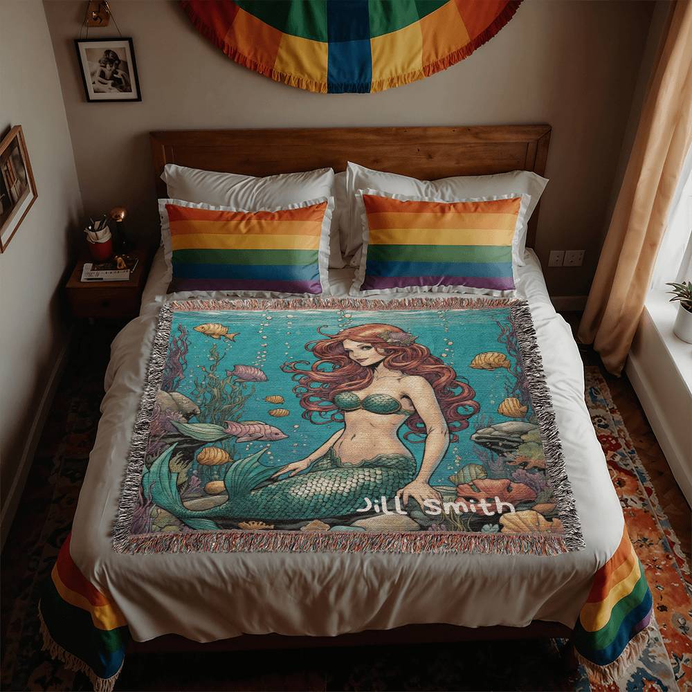 Personalized Mermaid Heirloom Woven Blanket