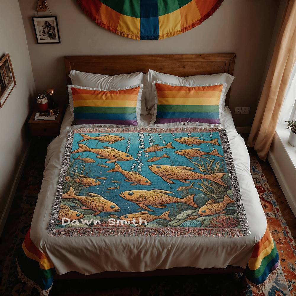 Personalized School Of Fish Heirloom Woven Blanket