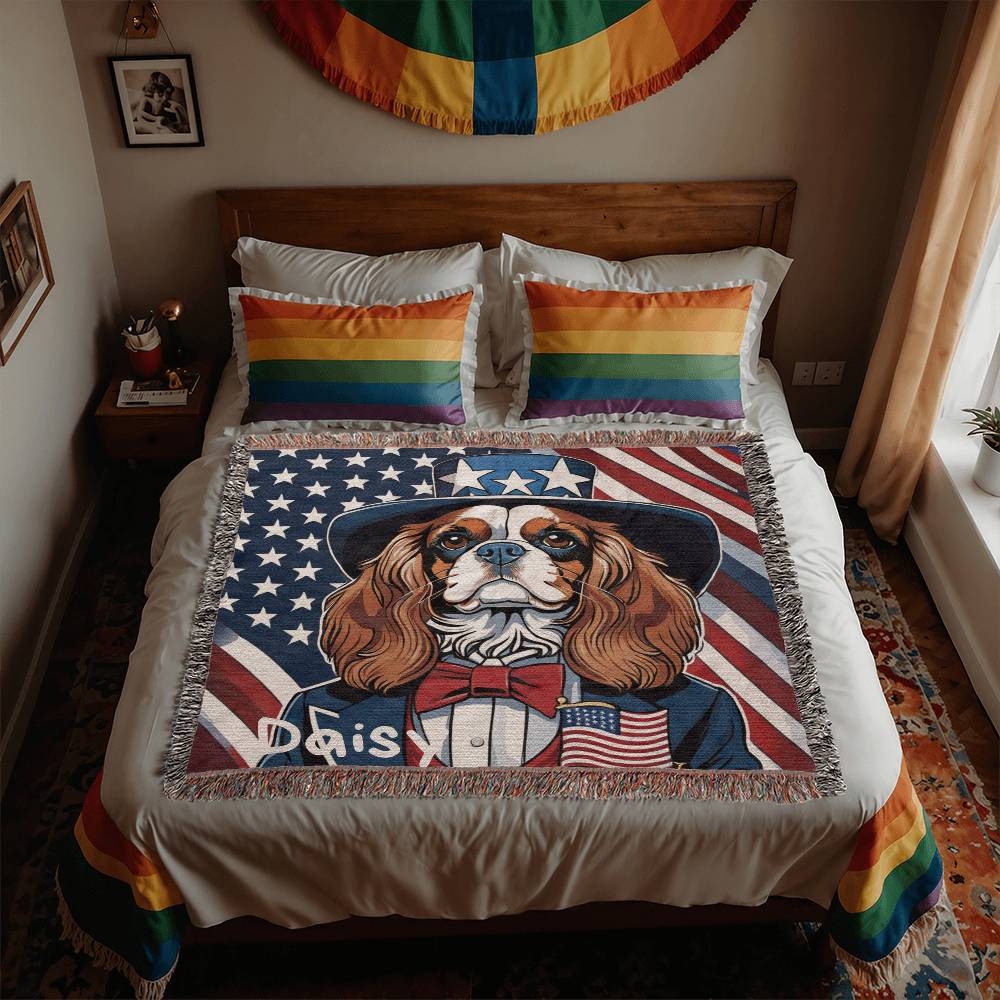 Personalized Cavalier King Charles Spaniel Heirloom Woven Blanket