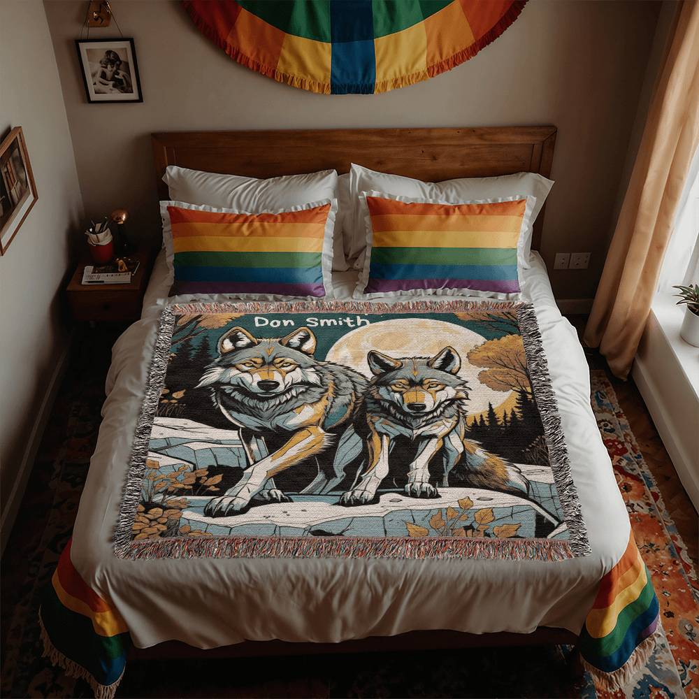 Personalzed Wolves Heirloom Woven Blanket