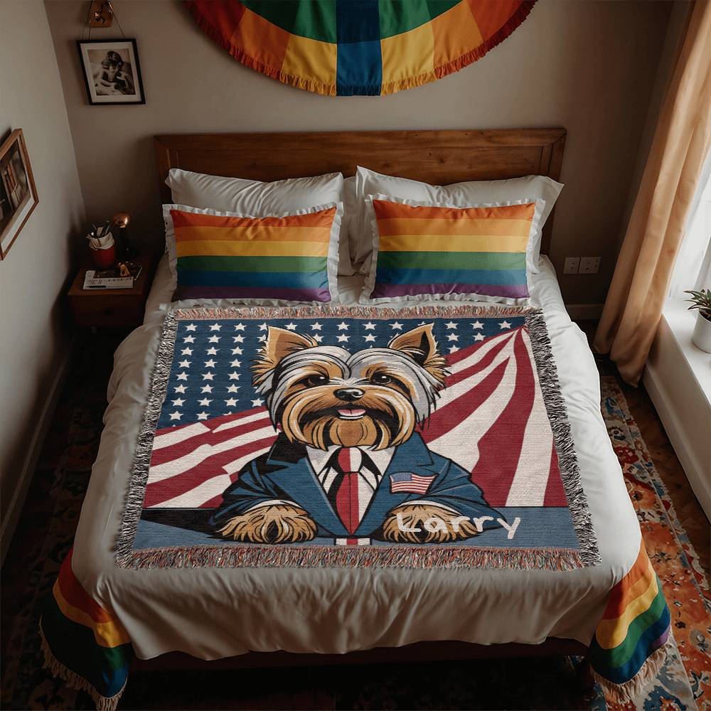 Personalized Yorkshire Terrier Heirloom Woven Blanket