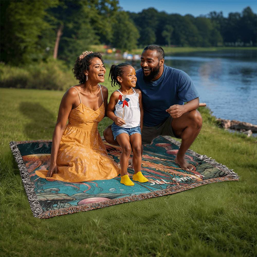 Personalized Jellyfish Heirloom Woven Blanket