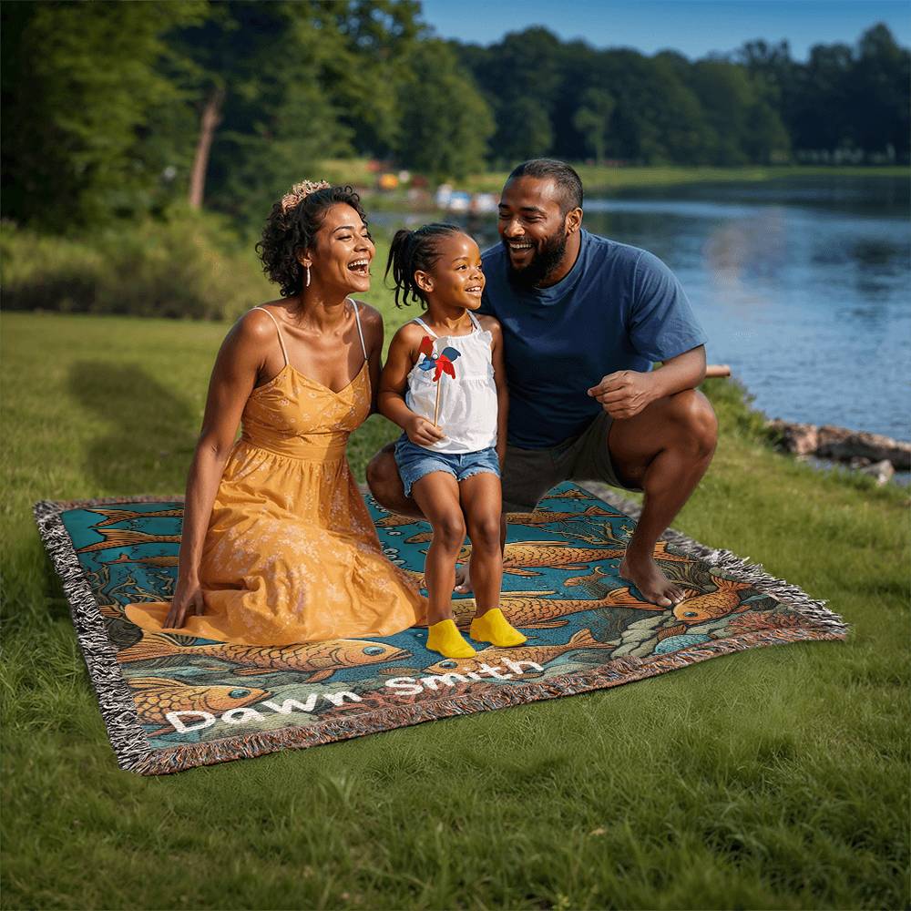 Personalized School Of Fish Heirloom Woven Blanket