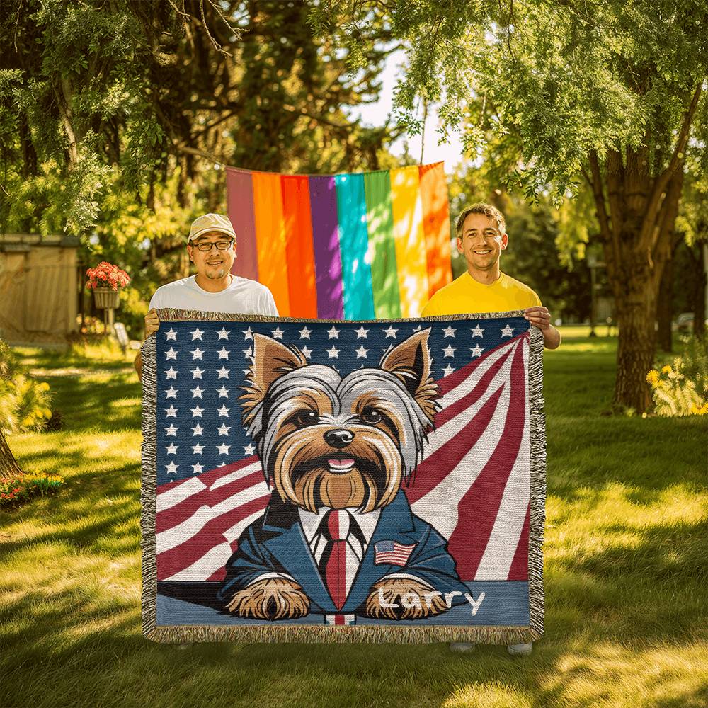 Personalized Yorkshire Terrier Heirloom Woven Blanket