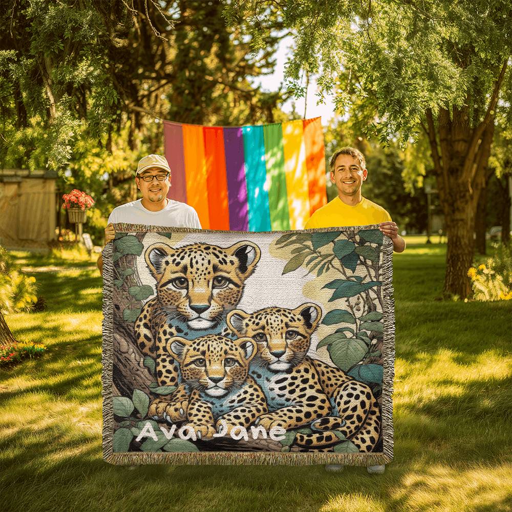 Personalized Leopard Heirloom Blanket, Leopard Print Throw, Leopard Throw, Leopard Decor, Animal Blanket, Boho Decor, Woven Throw Blanket, Boho Blanket