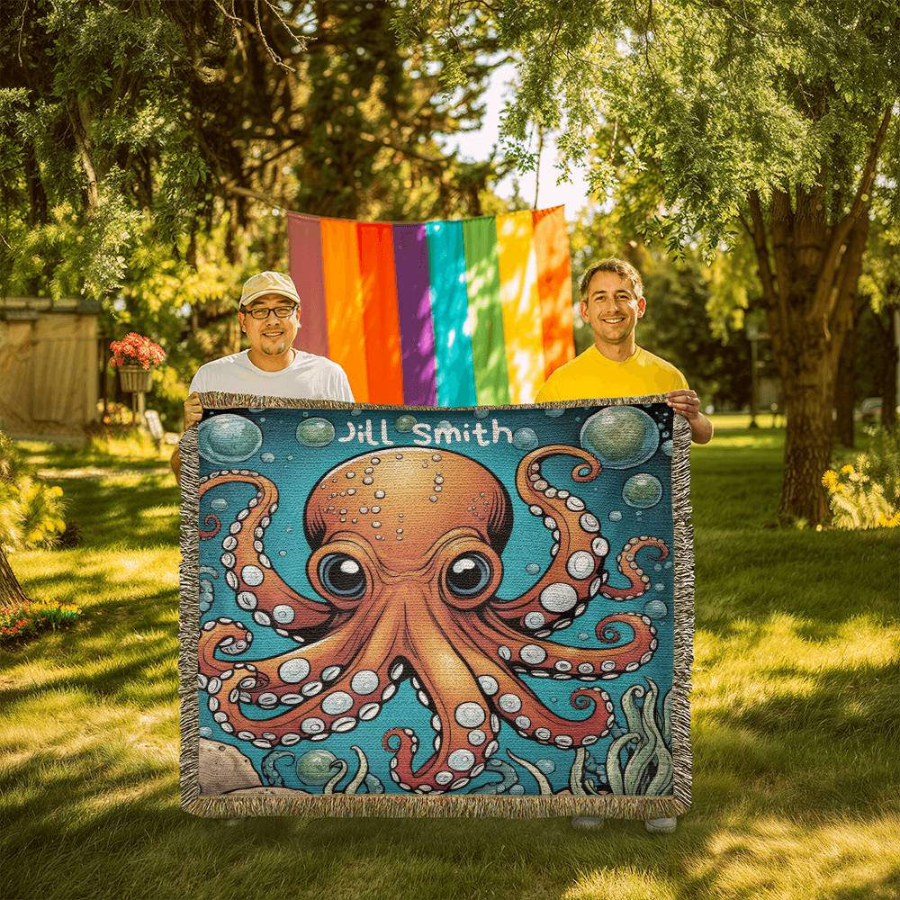 Personalized Octopus Heirloom Woven Blanket