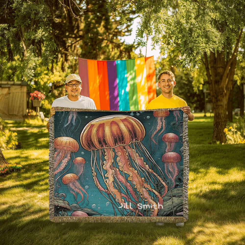 Personalized Jellyfish Heirloom Woven Blanket