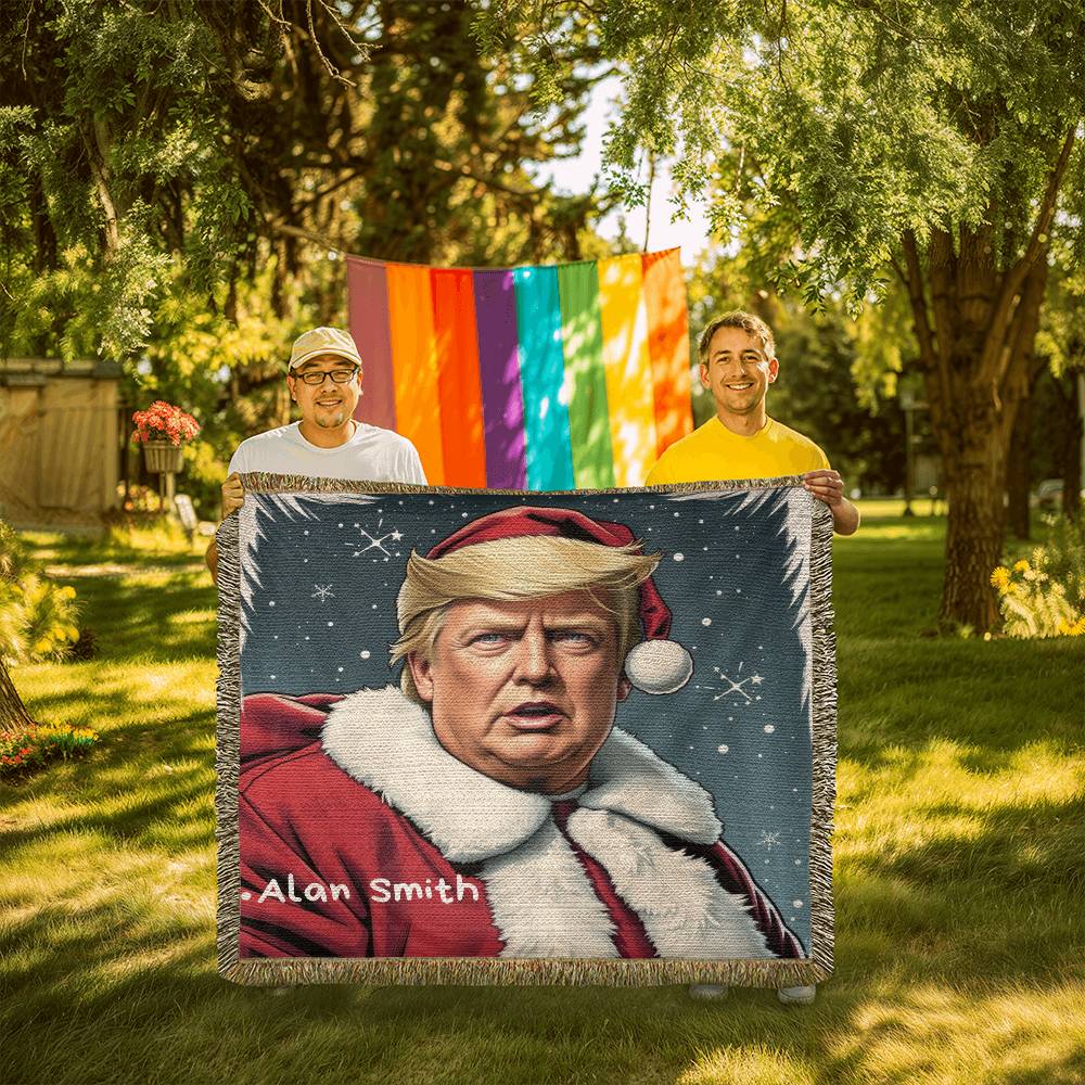 Personalized Trump Santa Heirloom Woven Blanket