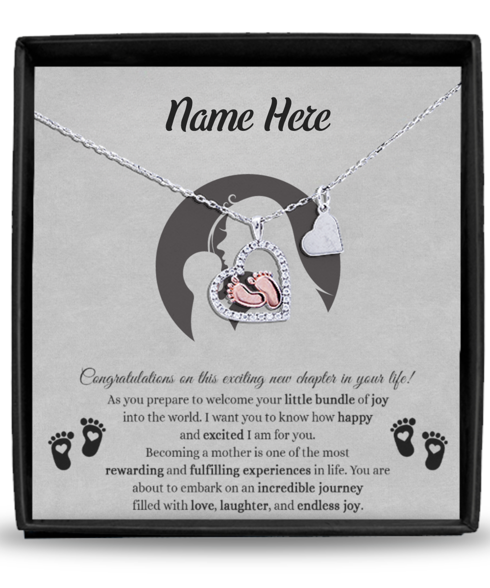 Personalized Baby Feet Necklace For New Mom - Pregnancy Gift For Women, Baby Shower Gifts For Mom To Be