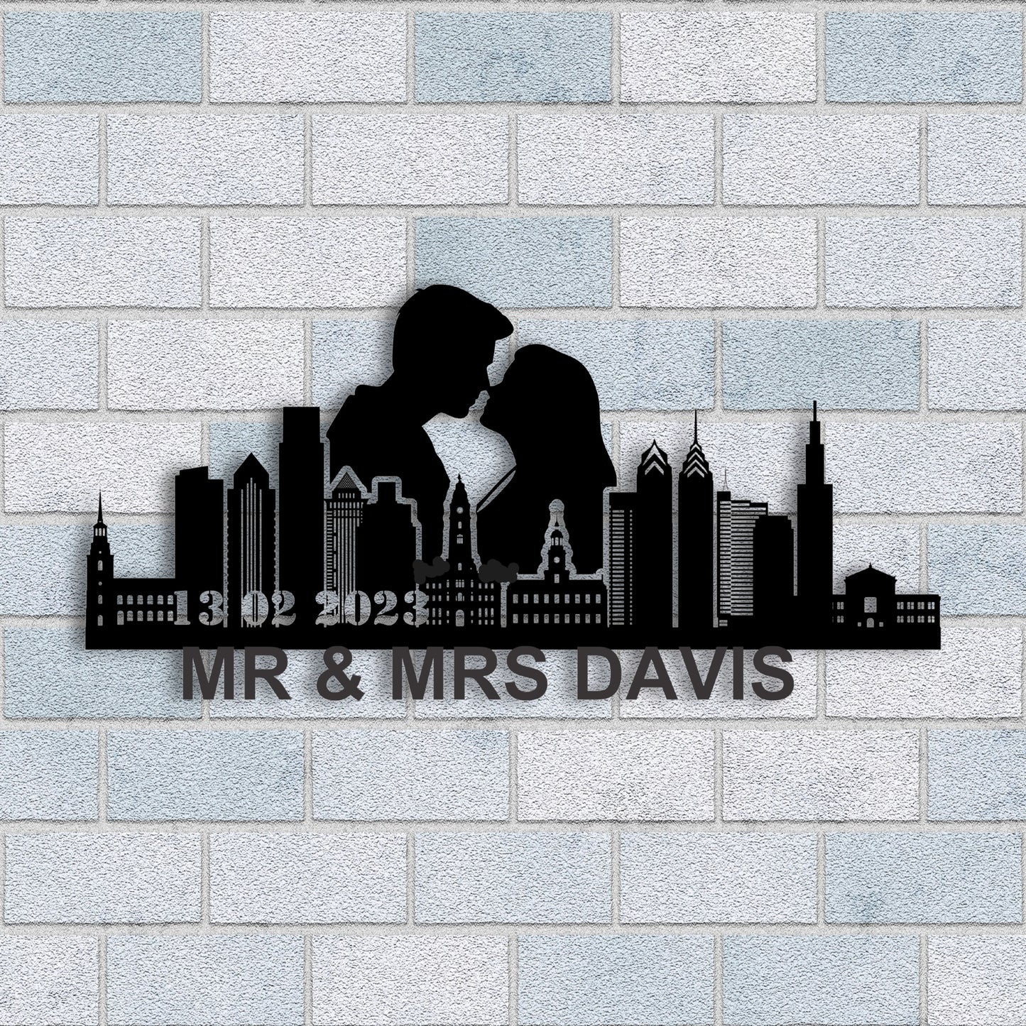 Personalized Philadelphia Couple Anniversary Metal Wall Art