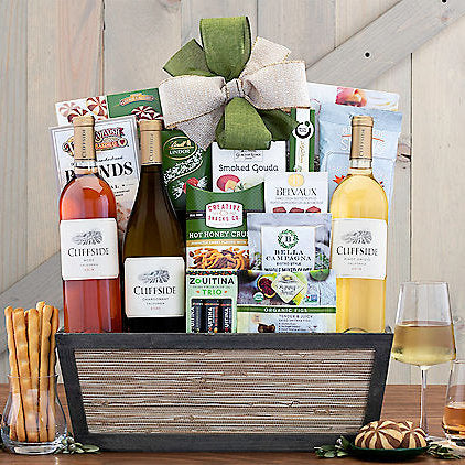 Cliffside Vineyards White Trio: Wine Gift Basket