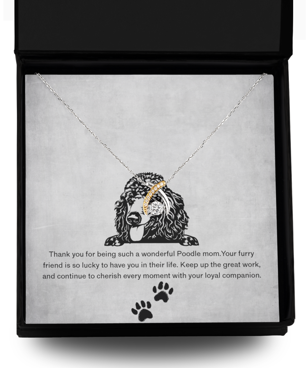 Poodle Mom Wishbone Dancing Necklace - Dog Mom Gifts For Women Birthday Christmas Mother's Day Gift Necklace For Poodle Dog Lover