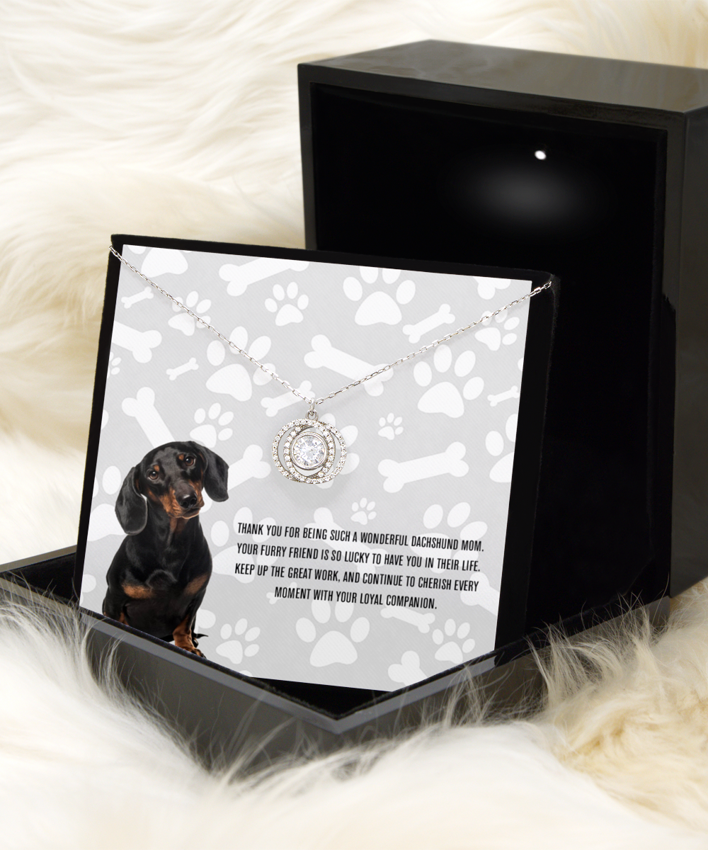 Dachshund Mom Double Crystal Circle Necklace - Dog Mom Jewelry Gifts Necklace For Women Birthday Christmas Mother's Day Gift For Dachshund Dog Lover