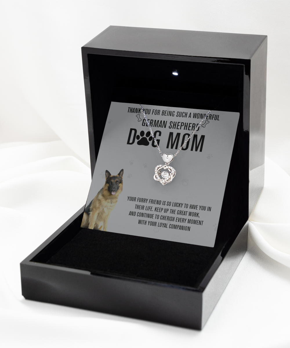 German Shepherd Dog Mom Heart Knot Silver Necklace - A Birthday Christmas Mothers Day Necklace Gift For Women German Shepherd Dog Lover