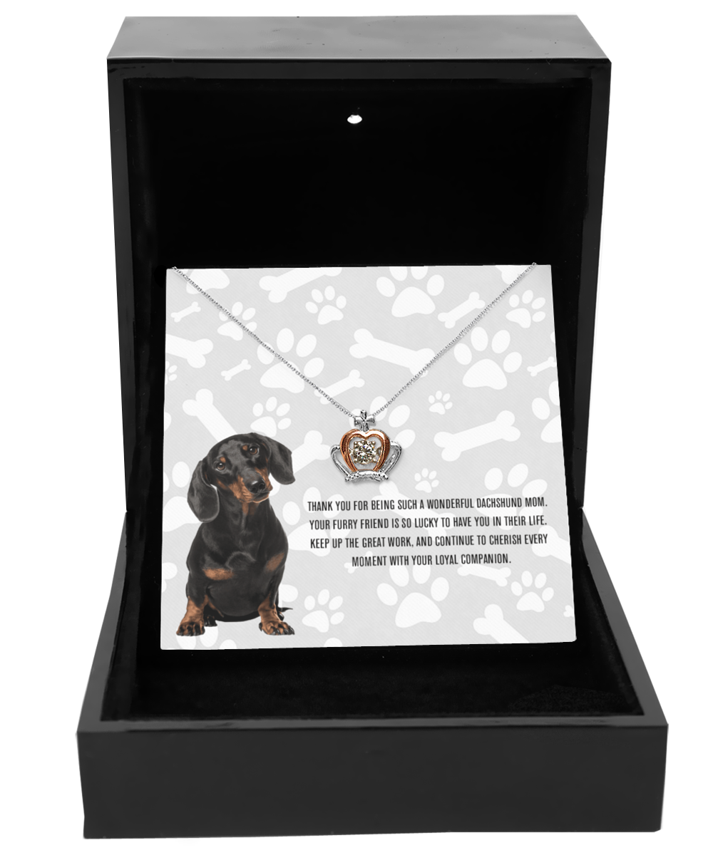 Dachshund Mom Crown Pendant Necklace - Dog Mom Gifts For Women Birthday Christmas Mother's Day Gift Necklace For Dachshund Dog Lover