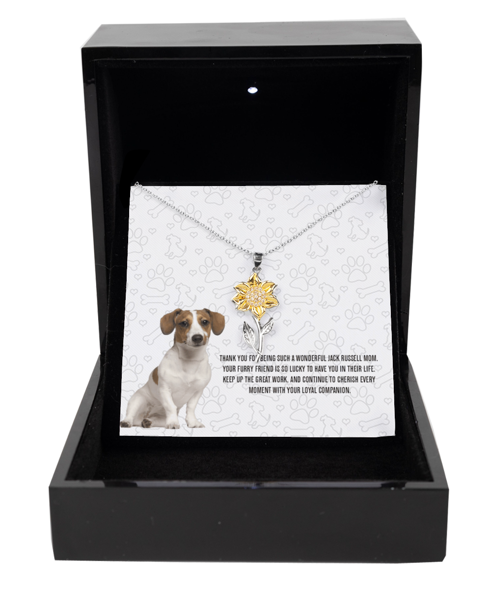 Jack Russell Mom Sunflower Pendant Necklace - Dog Mom Gifts For Women Birthday Christmas Mother's Day Gift Necklace For Jack Russell Dog Lover