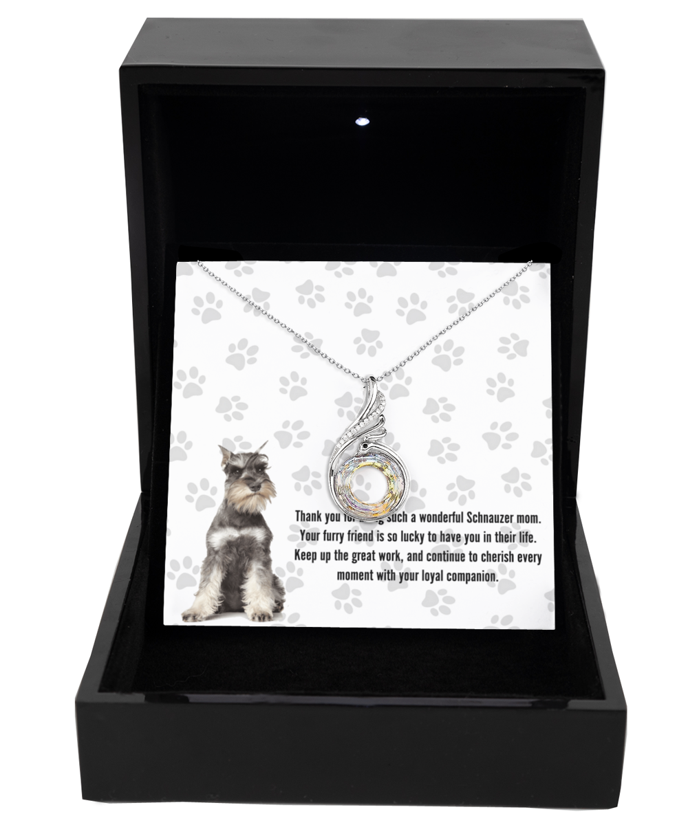 Schnauzer Mom Rising Phoenix Necklace - Dog Mom Gifts For Women Birthday Christmas Mother's Day Gift Necklace For Schnauzer Dog Lover