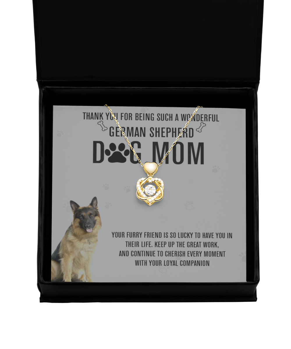 German Shepherd Dog Mom Heart Knot Gold Necklace - A Birthday Christmas Mothers Day Necklace Gift For Women Dog Lover Gift For German Shepherd Dog Mom