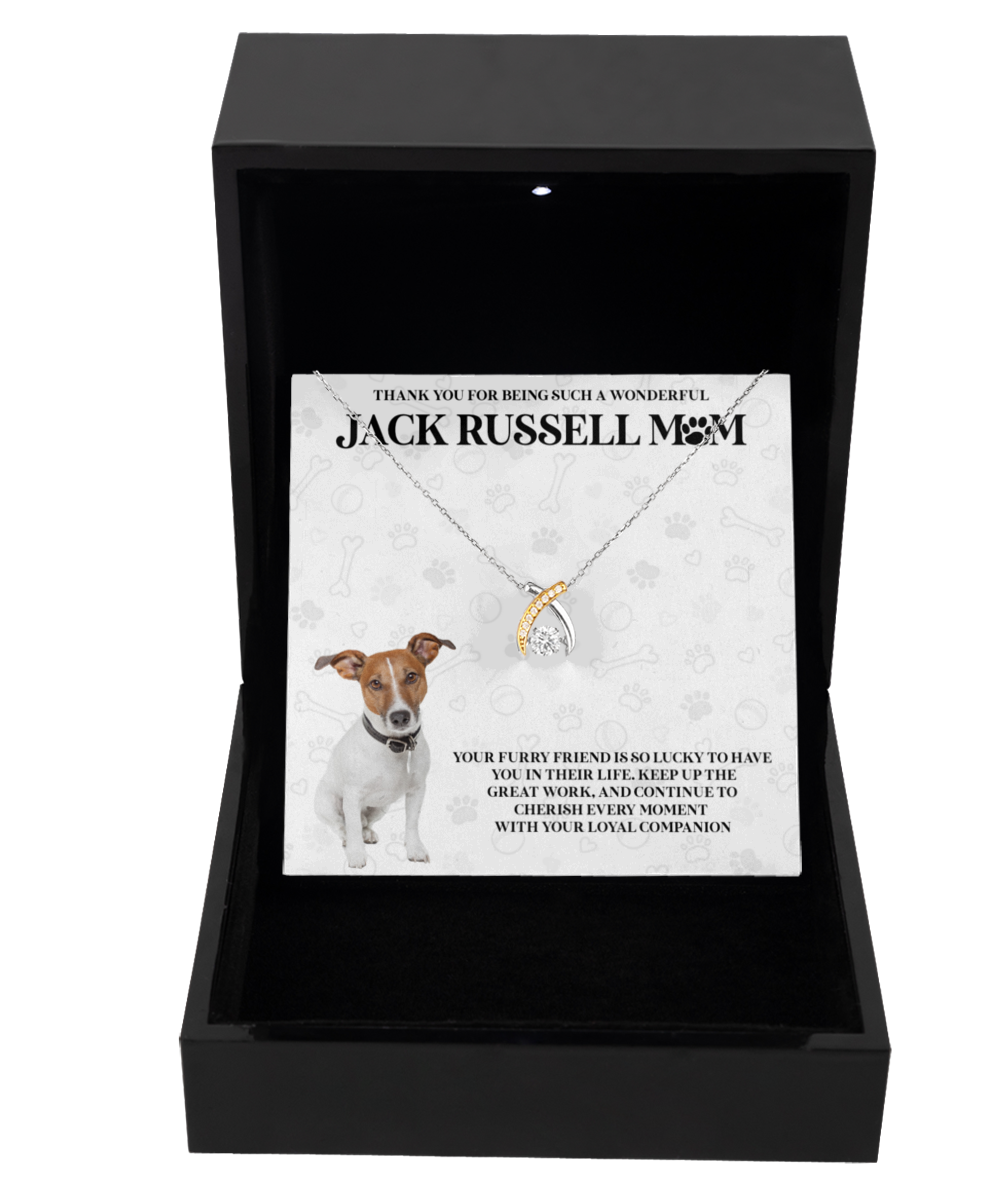 Jack Russell Mom Wishbone Dancing Necklace - Dog Mom Gifts For Women Birthday Christmas Mother's Day Gift Necklace For Jack Russell Dog Lover